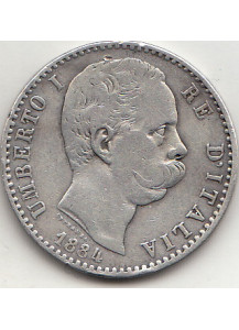 1884 Lire 2 Circolata Argento Umberto I